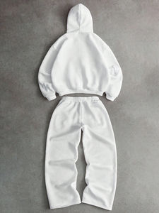 Ensemble de survêtement imprimé à capuche en coton pour unisexe, couleur unie, décontracté, confortable, coupe régulière, vêtements de sport d'extérieur - Product Image 5