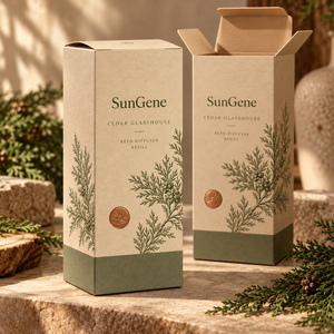 Boîte d'emballage pliable en carton SunGene Cedar Glasshouse à fermeture automatique pour flacon de recharge de diffuseur à bâtonnets - Product Image 6