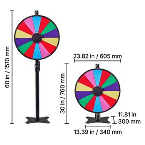 Ruota della Fortuna Girevole da 24 Pollici con Altezza Regolabile, 14 Scomparti, Lavagna Cancellabile a Secco, con Supporto, per Eventi e Giochi - Product Image 2