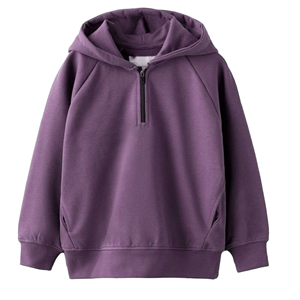 Unisex Half Zip Hooded Sweatshirt Solid Color French Terry Oversized Fit Casual Autumn Wear - Product Image 5