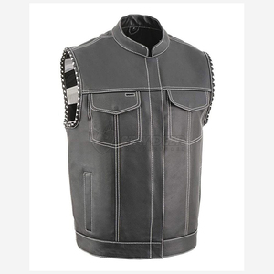 เสื้อกั๊กหนังมอเตอร์ไซค์พรีเมียม กระดุมแป๊กและซิปแบบซ่อน เสื้อกั๊กไบค์เกอร์ เสื้อกั๊กหนังแทคติคอล - Product Image 5