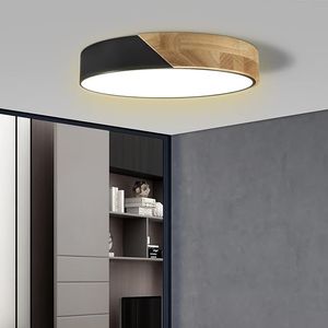 Plafonnier LED encastré 12 pouces 24W, design moderne en bois noir, éclairage minimaliste pour chambre à coucher - Product Image 1