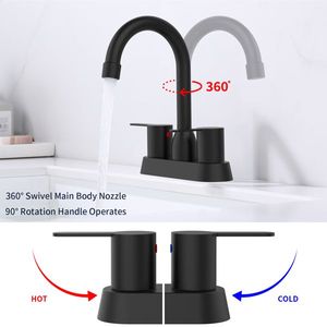 Matt Black & Brushed Nickel 2 Handles RV Bathroom Faucet Centerset for 3-Hole Premium Parts & Accessories - Product Image 3