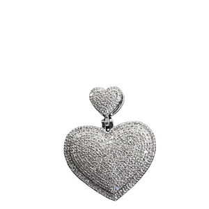 Collar con Colgante de Corazón Doble Plateado, Collar con Corazón en Capas, Joyería Hecha a Mano, Regalo para Hombres, Mujeres, Unisex - Product Image 5