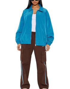 Veste coupe-vent imperméable à fermeture éclair pour femme, dernier design, vente en gros, logo personnalisé, veste en nylon respirante pour femme - Product Image 4