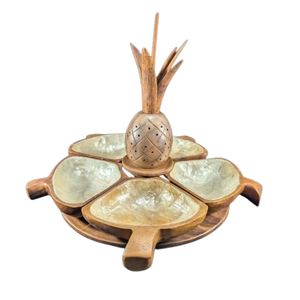 Plateau décoratif en bois brun pour fruits secs et noix, disponible en gros, importé d'Inde - Product Image 4