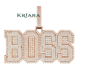 จี้รูปตัวอักษร BOSS ชุบทองคำขาว 925 ประดับเพชรเลี้ยงในห้องปฏิบัติการ สไตล์ฮิปฮอป สำหรับทุกเพศ - Product Image 1