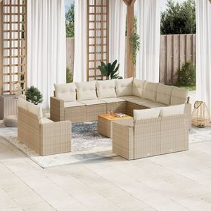 Ensemble de canapés de jardin en rotin beige 6 places, mobilier d'extérieur contemporain résistant aux intempéries, sectionnel pour patio - Product Image 3