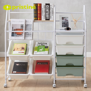 Chariot de rangement multi-niveaux avec 6 bacs en plastique, structure métallique, solution de rangement pour la maison et le bureau - Product Image 4