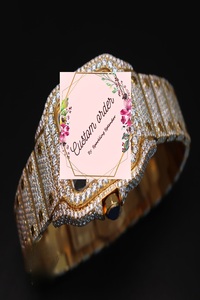 VVS Moissanite Hip Hop Diamond Luxury <b>Skeleton</b> Wristwatch Full Iced Out Stainless Steel Two Tone Gold Plated <b>Men</b> <b>Watch</b> - Product Image 4