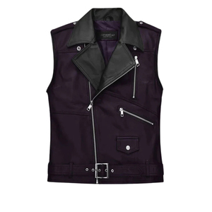 Chaleco de Cuero Genuino para Hombre Leathercult, Negro, Estilo Motero, con Cierre, Sin Mangas, Chaqueta Moto - Product Image 1