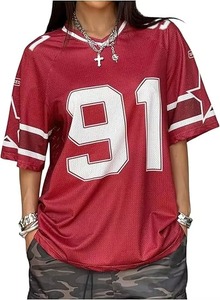 Custom Casual 100% Polyester Fabric Screen Print Breathable <b>Oversized</b> <b>V</b> <b>Neck</b> Jersey Mesh Soccer <b>T</b>-<b>shirt</b> Men - Product Image 5