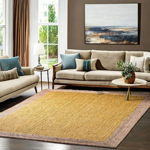 Alfombras de yute modernas con telas de algodón integradas 100% alfombras naturales hechas a mano y personalizables para la decoración del hogar - Product Image 6