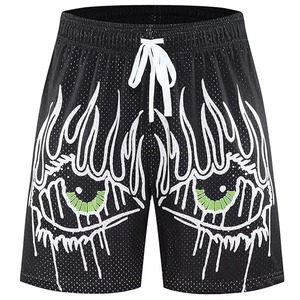 Men Mesh Basketball Shorts <b>Elastic</b> Waist Drawstring Side Pocket Sublimation 3D Digital Printing OEM ODM Factory - Product Image 1