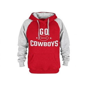 Sweat à capuche de football Go Cowboys pour homme, manches raglan, bleu marine et gris, en coton et laine, décontracté, hiver, respirant, écologique, imperméable, doublé - Product Image 4