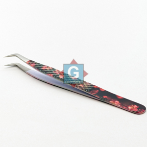 Pinzas para pestañas de acero inoxidable con diseño floral para depilación facial - Product Image 1