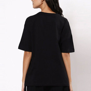 Relaxed Fit Oversized Tee Premium Cotton Streetwear <b>T</b>-<b>Shirt</b> Casual Oversized <b>T</b>-<b>Shirts</b> for Women Solid Color Black Crew Neck Tee - Product Image 4