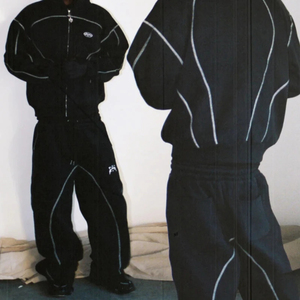 Conjunto de 2 Piezas, Sudadera con Capucha y Pantalones a Rayas, Ropa Deportiva Informal de Invierno, Estilo Holgado - Product Image 1