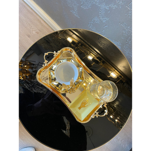 Plateau Art Déco Fait Main en Acier Inoxydable Doré – Plateau de Service Métallique Durable pour Mariages et Fêtes, Idéal pour la Table - Product Image 2
