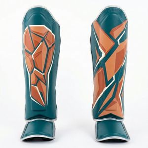 Protège-tibias de boxe turquoise avec protection rembourrée de la voûte plantaire pour le kickboxing, le Muay Thai, l'entraînement et le sparring MMA - Product Image 5