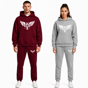 Custom Unisex Fleece Tracksuit <b>Set</b> Hoodie and <b>Jogger</b> Sweatpants Casual Sportswear <b>Matching</b> <b>Set</b> for Men and Women - Product Image 1