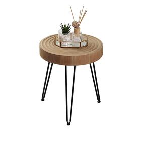 Farmhouse Round Coffee Modern Natural Wood Finished Cocktail Side End <b>Tables</b> for Living Room Decor - Product Image 1