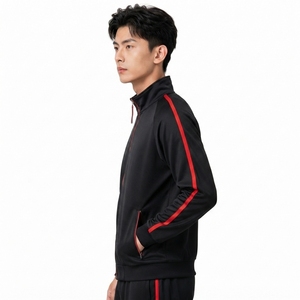 Premium <b>Men</b> <b>Track</b> <b>Jacket</b> Lightweight Polyester Fabric Breathable Construction Full Zip Front Elastic Cuffs Comfortable Athletic - Product Image 3