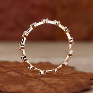 RB GEMS IGI ได้รับการรับรอง CVD HPHT ห้องปฏิบัติการปลูก14K แหวนแต่งงานนิรันดร์แหวนเจ้าหญิงตัดลูกแพร์ Moissanite - Product Image 3