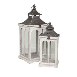 Farol de Madera Hecho a Mano con Puerta de Vidrio y Asa de Cuerda, Decoración de Mesa Rústica Vintage - Product Image 4