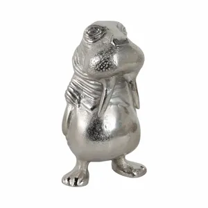 Figurine de grenouille en aluminium plaqué or ZE-3386M, décoration d'intérieur, sculpture animale artisanale - Product Image 5