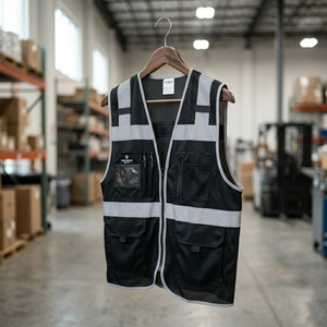 Wholesale 100% Polyester Reflective <b>Security</b> Vest High Visibility Custom Safety Clothing Multiple Pockets - Product Image 3