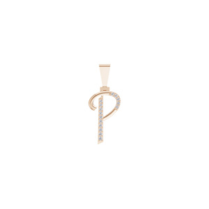 Pendentif Aarinya Vintage certifié IGI, initiale 'P' en or 14 carats, pavé de diamants, alphabet cursif 'P' - Product Image 2