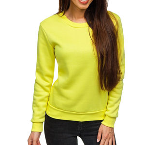 Nuevo Diseño de Última Moda, Camisetas de Color Neón sin Capucha, Camisetas de Cuello Redondo para Mujer, Camiseta Deportiva de Color Sólido - Product Image 1