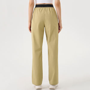 Pantalon de jogging color block taille haute coupe ample jambe droite avec poches, confortable et respirant pour le fitness et le yoga - Product Image 5