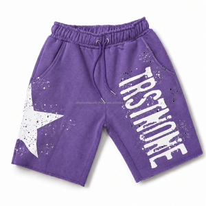 Shorts de sport vintage en molleton bouclette délavé à l'acide pour homme – Idéal pour l'été et le jogging - Product Image 1