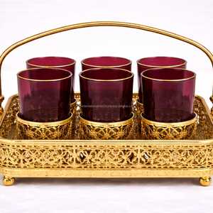 Juego de té marroquí más vendido, 6 vasos con estuche dorado - Product Image 1