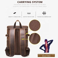 Mochila para Portátil de Cuero Genuino, Moderna, Ecológica, Duradera, de Gran Capacidad, con Cremallera Desmontable, Correa Ajustable, Impermeable, Unisex