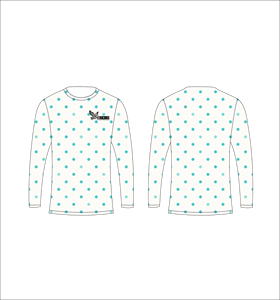 Maillot de sport personnalisé à manches longues en sublimation, léger, avec motif à pois blancs et vert sarcelle, fournisseur en gros - Product Image 1