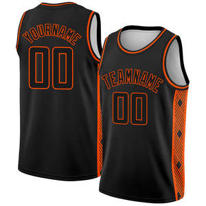 Maillot de basket-ball personnalisé noir, rouge et blanc avec lignes abstraites sur les côtés, édition authentique City - Product Image 2