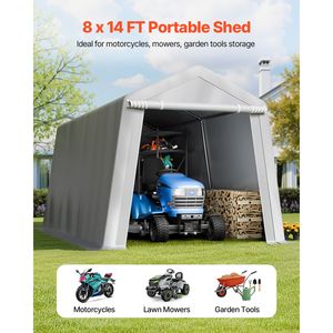 Carpa de Almacenamiento Portátil Resistente para Exteriores de 8 x 14 pies, con Techo Impermeable y Puerta Enrollable con Ventilación - Product Image 2