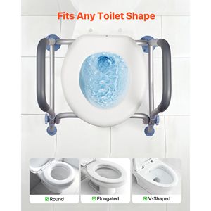 Rialzo per WC Regolabile in Altezza, Capacità di Carico 300 Libbre, Maniglie Allargate, Sedile Rialzato con Braccioli, Attrezzatura di Sicurezza per Bagno - Product Image 3