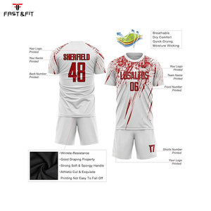 Ventes en gros d'usine, maillots de football en sublimation, coton, manches courtes, design personnalisé, antibactérien, séchage rapide, uniformes de football pour adultes - Product Image 3