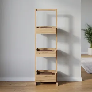Étagère de rangement minimaliste en bois à 3 niveaux, porte-serviettes autoportant, organisateur gain de place pour salle de bain et placard - Product Image 3