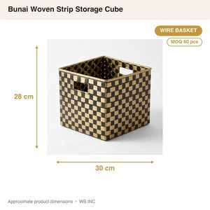Cube de rangement tissé Bunai en fil de fer doré noir fait main (30 cm) pour la décoration de la maison, des hôtels et des mariages - Product Image 3