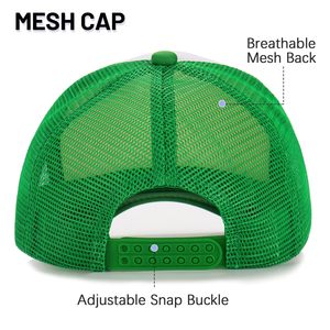 Gorra de camionero ajustable de malla con visera curva, bicolor verde y blanco, unisex, informal - Product Image 6