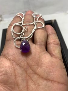 Genuine Amethyst Pear Teardrop Necklace <b>Silver</b> Pendant February Handmade Jewelry Gift For Women Jewelry For Women Necklace - Product Image 6