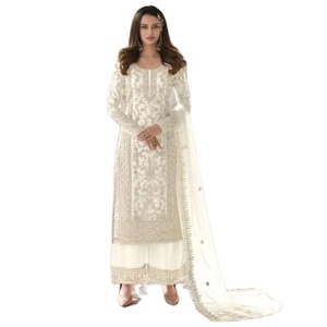 Red de mariposa pesada de color con bordado y cordón Trabajo Algodón Formal Secado rápido Boda Mujer Kurti - Product Image 1