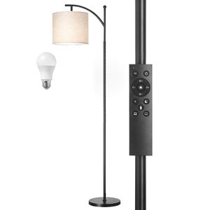 Lampadaire moderne avec télécommande, intensité réglable et température de couleur ajustable, interrupteur au pied inclus - Product Image 1