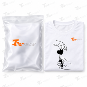 เสื้อยืดแขนสั้นสีขาวสำหรับผู้ชายรุ่นล่าสุด พิมพ์ลายหัวใจและไฟแช็ก ทรงเข้ารูป สไตล์ลำลอง คอกลม ผ้าเจอร์ซีย์คอตตอน - Product Image 6