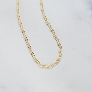 Chaîne à maillons en forme de trombone en argent jaune pour femmes et filles, bijoux de luxe minimalistes avec pendentif en forme de fleur, cadeau - Product Image 4